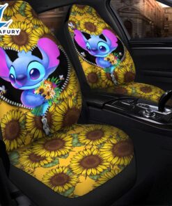 Stitch Sunflower Zipper Premium Custom Car Seat Covers Decor Protectors