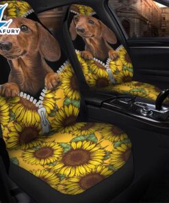 Sunflower Brown Dachshund Premium Custom Car Seat Covers Decor Protector