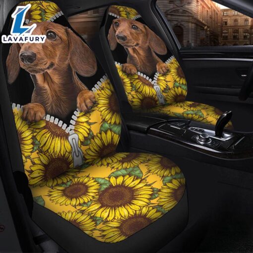 Sunflower Brown Dachshund Premium Custom Car Seat Covers Decor Protector