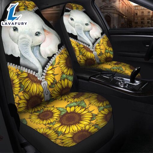 Sunflower Elephant Premium Custom Car Seat Covers Decor Protector