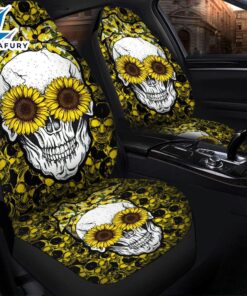 Sunflower Lady Skull Car Seat Cover