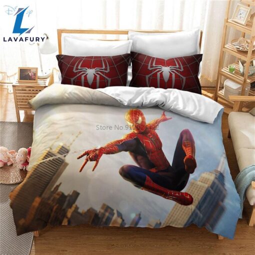 Super Flame Spider Man Pattern Duvet Cover Set