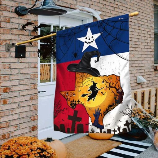 Texas Halloween Flag Halloween Witches Pumpkin Texas Flag, Halloween Garden Flags