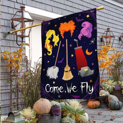 Three Witches Halloween Come We Fly Flag, Halloween Garden Flags