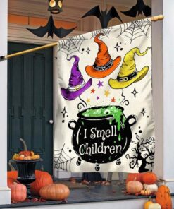 Three Witches Halloween I Smell Children Flag, Halloween Garden Flags