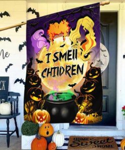 Three Witches Halloween I Smell Children Hocus Pocus Halloween Flag, Halloween Garden Flags