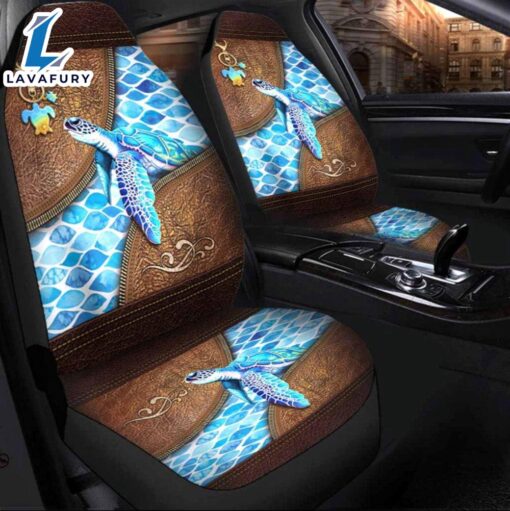 Turtle Salty Lil’ Beach Leather Pattern Print Car Seat Cover