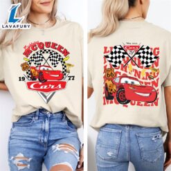 Two Sided Retro Lightning McQueen 1977 Checkered T-shirt