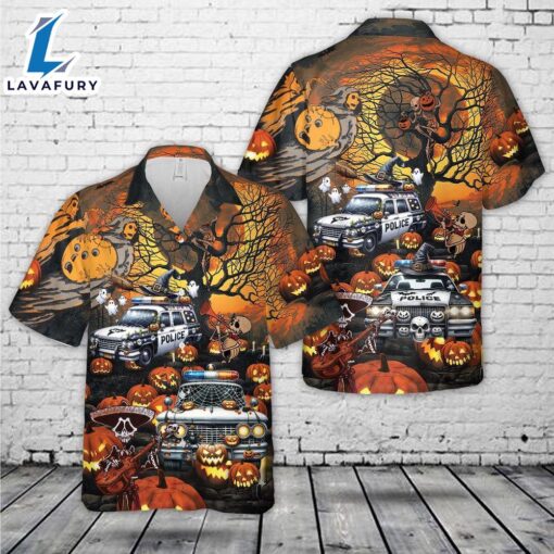 Veteran Halloween, Halloween Police Car Hawaiian Shirt