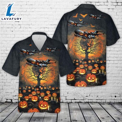 Veteran Halloween, Us Air Force Boeing C-17 Globemaster Iii Halloween Hawaiian Shirts