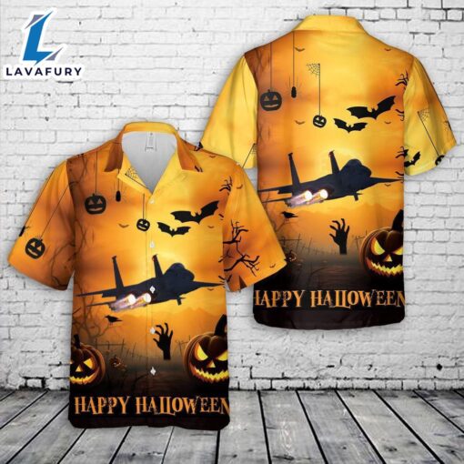 Veteran Halloween, Us Air Force Massachusetts Air National Guard 104th Fighter Wing F-15 Halloween Hawaiian Shirt