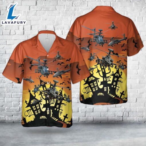 Veteran Halloween, Us Army Boeing Ah-64 Apache Halloween Hawaiian Shirt