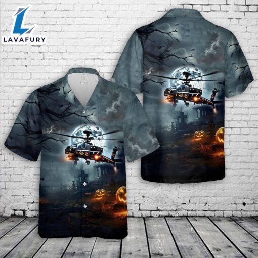 Veteran Halloween, Us Army Boeing Ah-64 Apache Halloween Hawaiian Shirts