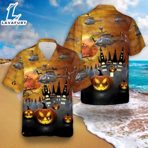 Veteran Halloween, Us Army Oh-58 Kiowa Halloween Hawaiian Shirt