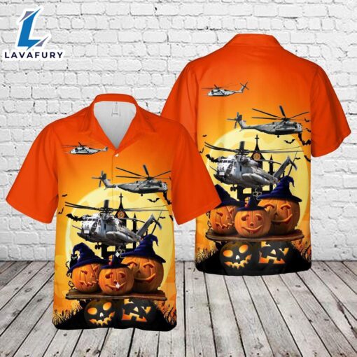 Veteran Halloween, U.S. Marine Corps Sikorsky Ch-53e Super Stallion (S-65e80) Halloween Hawaiian Shirt