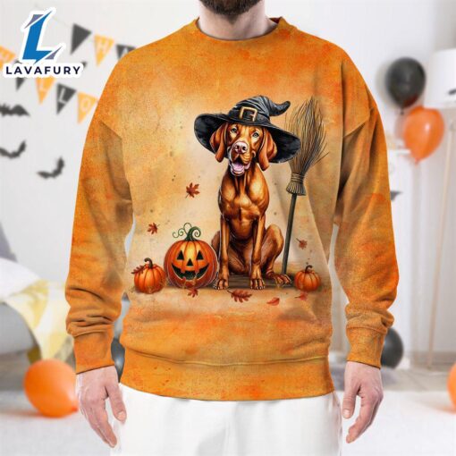 Vizsla Dog In Spooky Autumn Halloween 3D Shirt