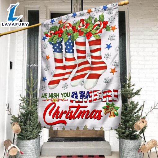 Merry Christmas  We Wish You Ameri Christmas American Flag