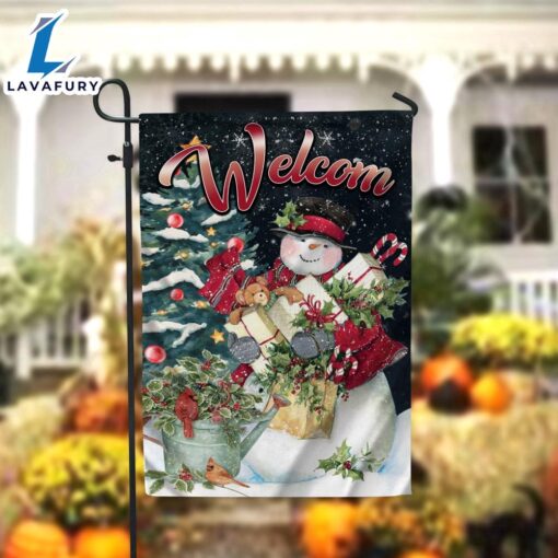 Merry Christmas  Welcome Snowman Garden FlagXmas, Garden Flags, Outdoor Xmas Flags