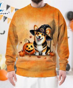 Welsh Corgi Dog In Spooky Autumn Halloween 3D Shirt