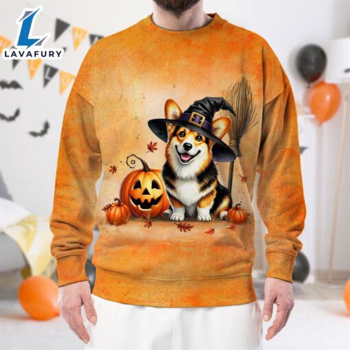 Welsh Corgi Dog In Spooky Autumn Halloween 3D Shirt