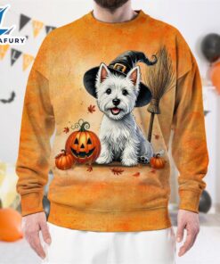 West Highland White Terrier Dog In Spooky Autumn Halloween 3D Shirt