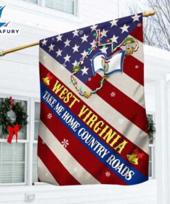 Merry Christmas  West Virginia Christmas Flag West Virginia Take Me Home Country Roads Flag