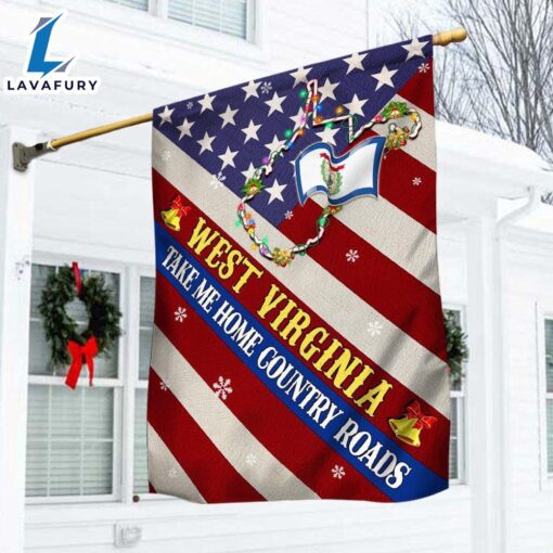 Merry Christmas  West Virginia Christmas Flag West Virginia Take Me Home Country Roads Flag