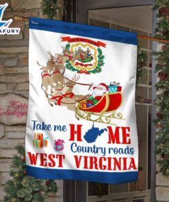 Merry Christmas  West Virginia Take Me Home Country Roads Flag