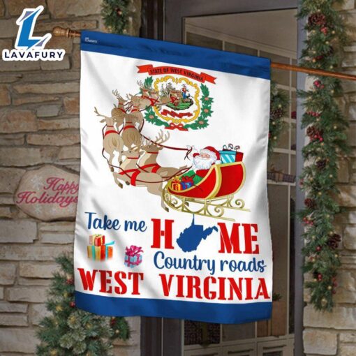 Merry Christmas  West Virginia Take Me Home Country Roads Flag