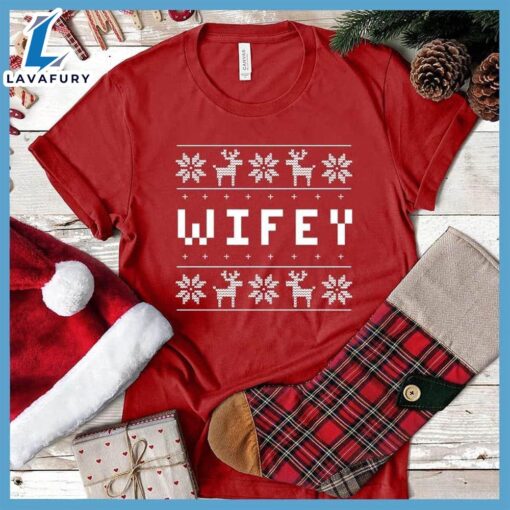 Wifey Christmas Couple T-Shirt  Gift For Christmas