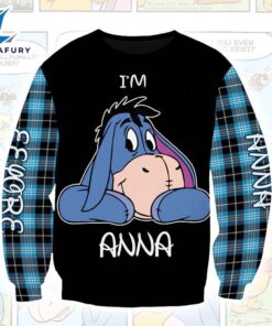 Winnie The Pooh Cartoon Eeyore Aholic Gingham Hoodie (Personalized Custom Name) All Over Printed 3D Unisex Men Women