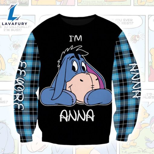 Winnie The Pooh Cartoon Eeyore Aholic Gingham Hoodie (Personalized Custom Name) All Over Printed 3D Unisex Men Women