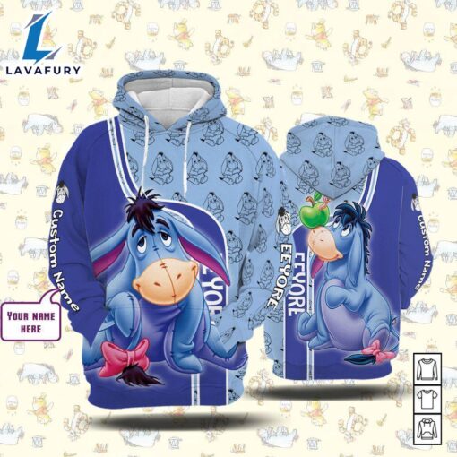 Winnie The Pooh Cartoon Eeyore Form Hoodie All Over Printed 3D Personalized Custom Name Unisex Men Women