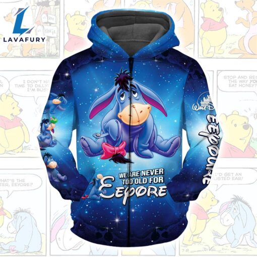 Winnie The Pooh Cartoon Never Eeyore Hoodie All Over Printed 3D Unisex Men Women