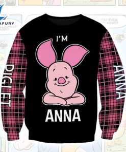 Winnie The Pooh Cartoon Piglet Aholic Gingham Hoodie All Over Printed 3D Personalized Custom Name Unisex Men Women