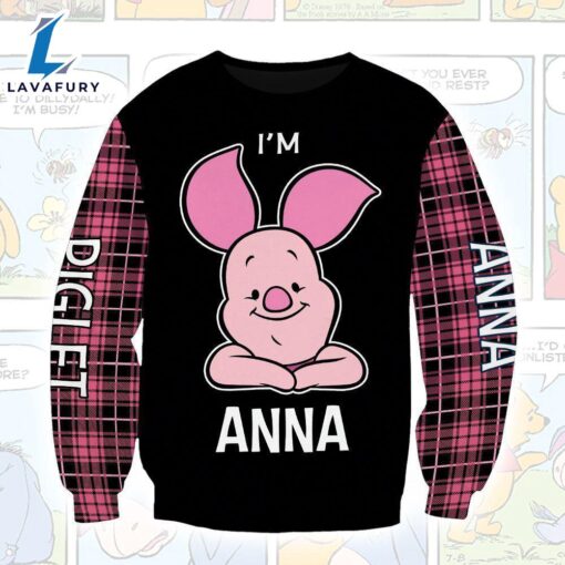 Winnie The Pooh Cartoon Piglet Aholic Gingham Hoodie All Over Printed 3D Personalized Custom Name Unisex Men Women