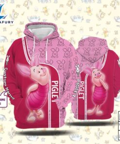 Winnie The Pooh Cartoon Piglet Form Hoodie All Over Printed 3D Personalized Custom Name Unisex Men Women