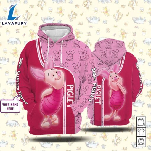 Winnie The Pooh Cartoon Piglet Form Hoodie All Over Printed 3D Personalized Custom Name Unisex Men Women