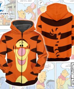 Winnie The Pooh Cartoon Tigger Name Hoodie Dress All Over Printed 3D Unisex Men Women