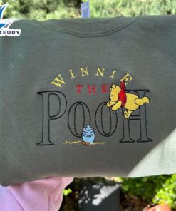 Merry Christmas  Winnie The Pooh Embroidered Sweatshirt Custom Embroidered Winnie The Pooh Gift Christmas