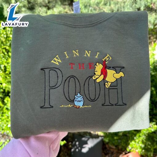 Merry Christmas  Winnie The Pooh Embroidered Sweatshirt Custom Embroidered Winnie The Pooh Gift Christmas