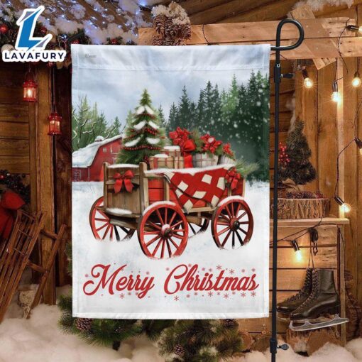 Merry Christmas  Winter Wagon Christmas Flag