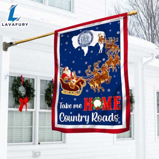 Merry Christmas  Wyoming Take Me Home Country Roads Christmas Santa Claus Flag