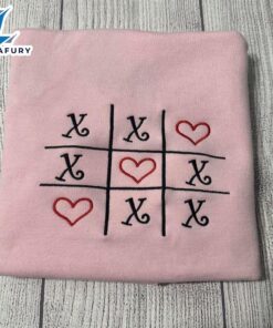 Merry Christmas  Xoxo Tic Tac Toe Valentines Embroidered Crewneck Gift Christmas