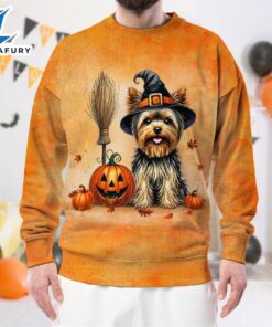 Yorkshire Terrier Dog In Spooky Autumn Halloween 3D Shirt