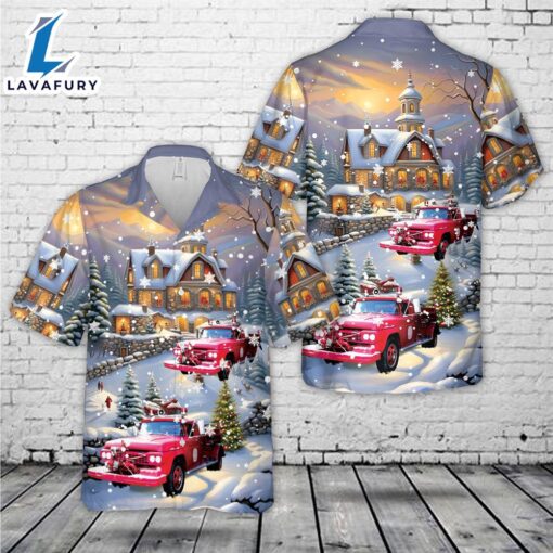 1958 American Fire Ford F600 Pumper Christmas Hawaiian Shirt