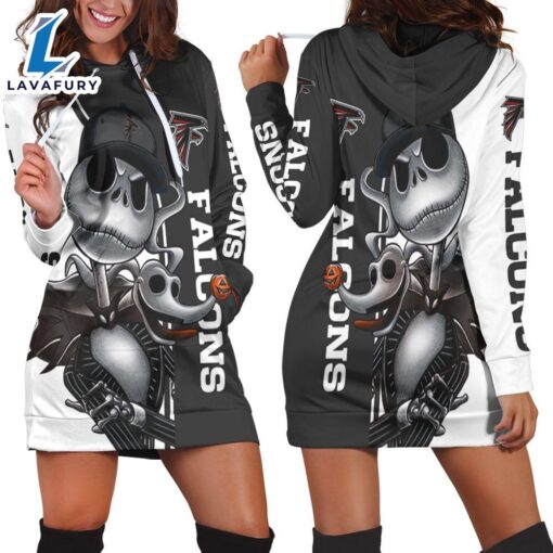 Atlanta Falcons Jack Skellington And Zero Hoodie Dress