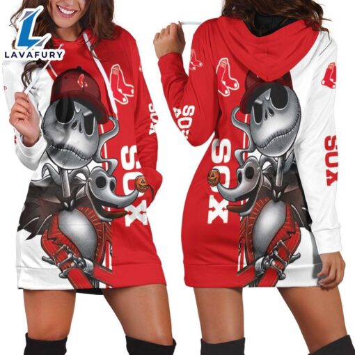 Boston Red Sox Jack Skellington And Zero Hoodie Dress