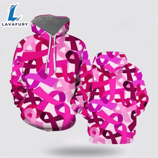 Breast Cancer Awareness Pink Ribbon All Over Print Hoodie