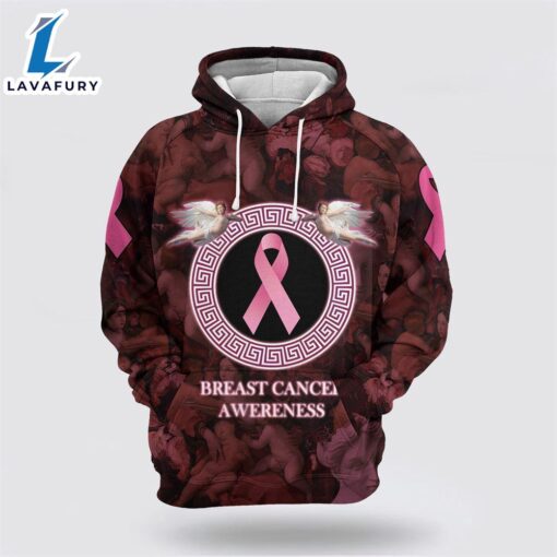 Breast Cancer Awareness Ribbons Angels Pink 3d Hoodie